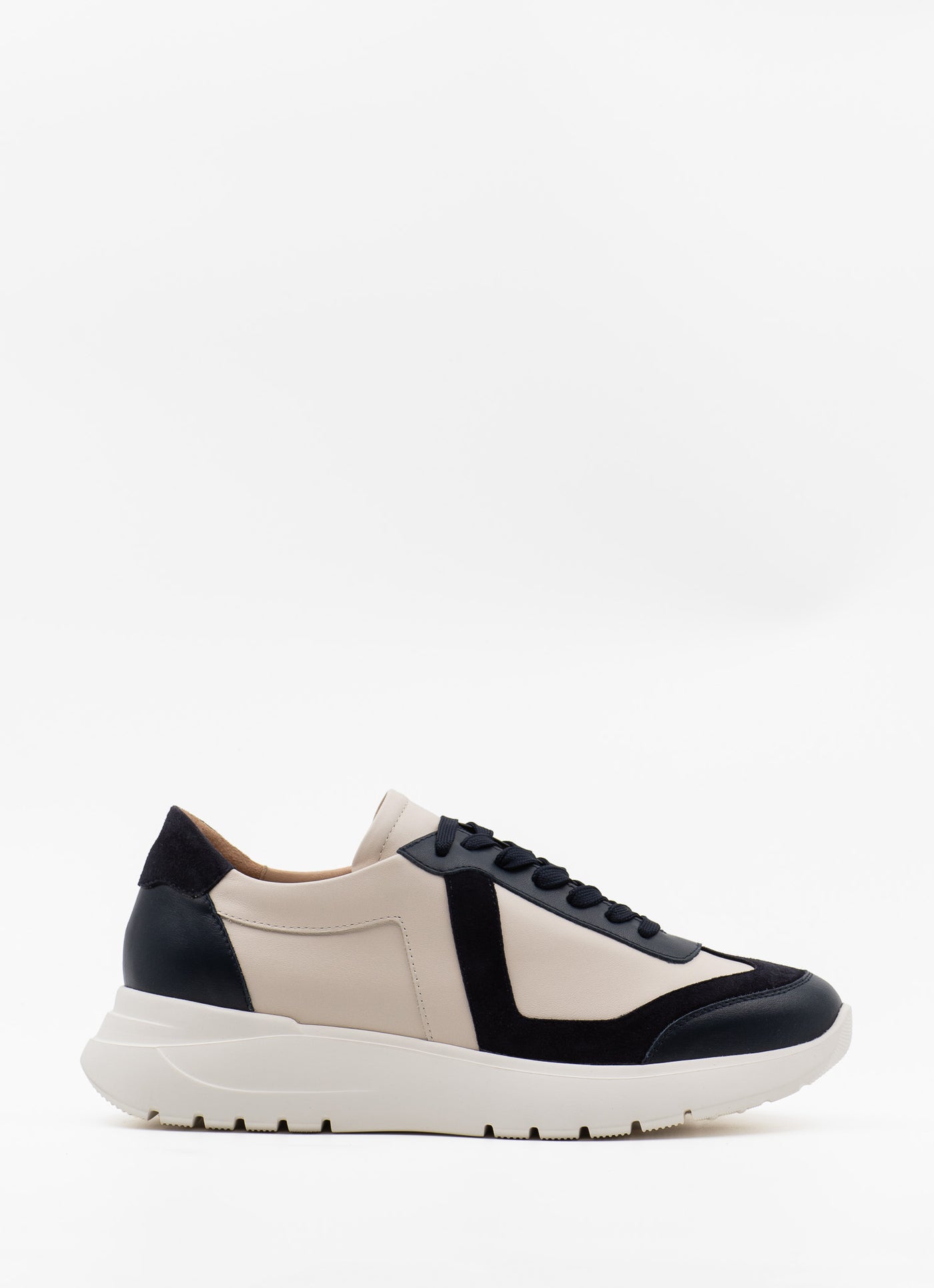 Cream and navy leather runners