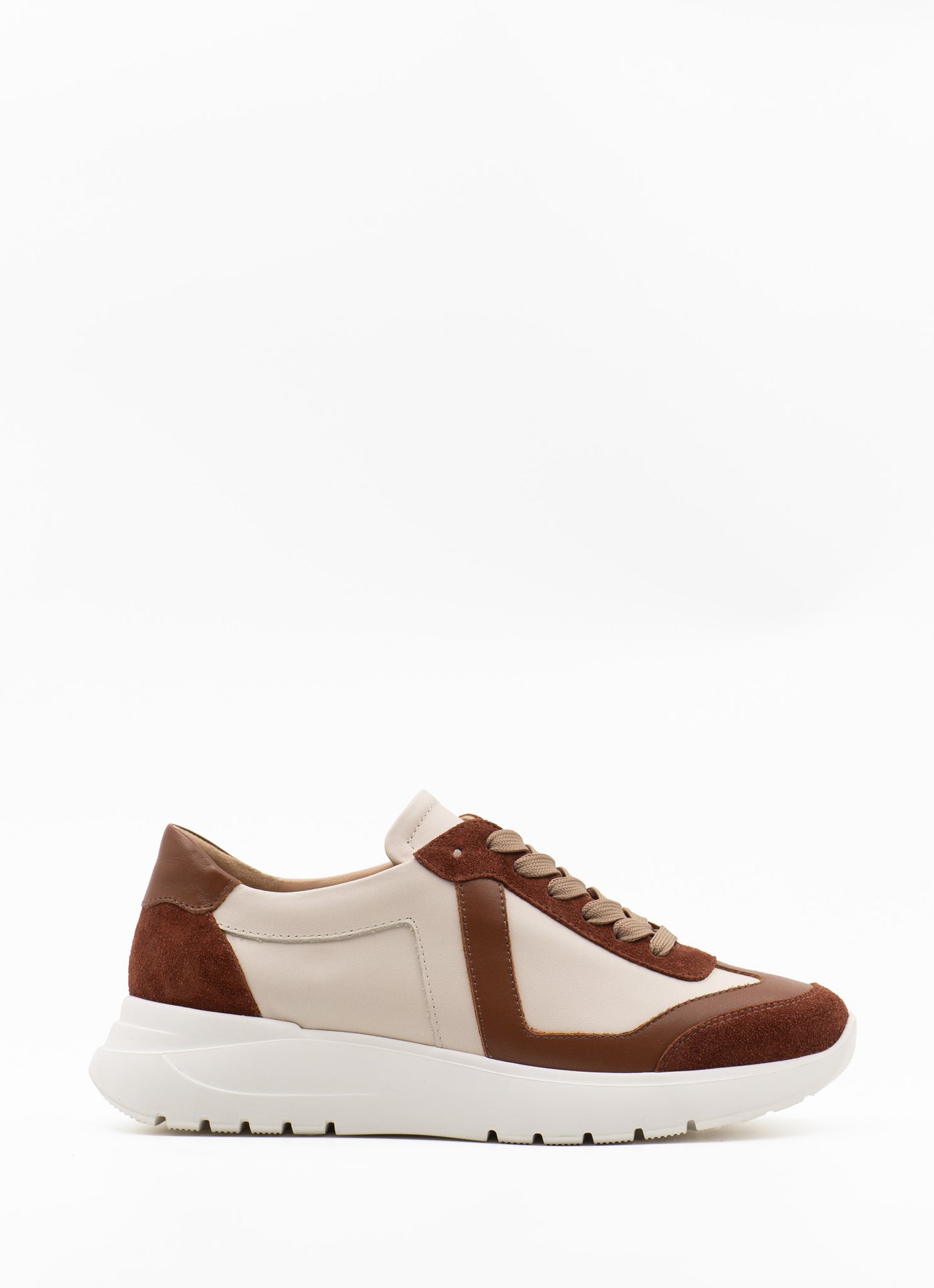 Cream and brown leather runners