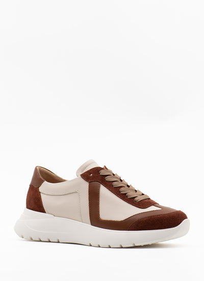 Cream and brown leather runners