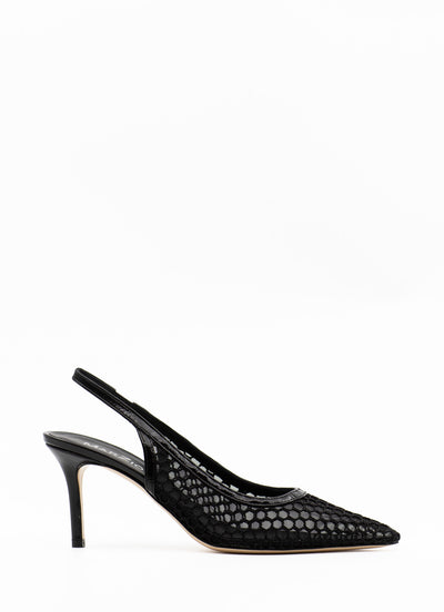 Mesh Slingback Pumps in Black