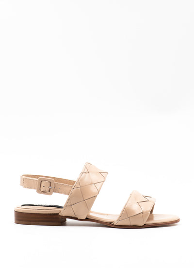 Woven leather sandals in beige