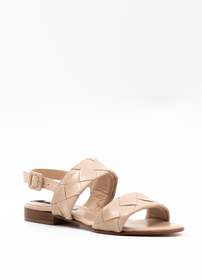 Woven leather sandals in beige