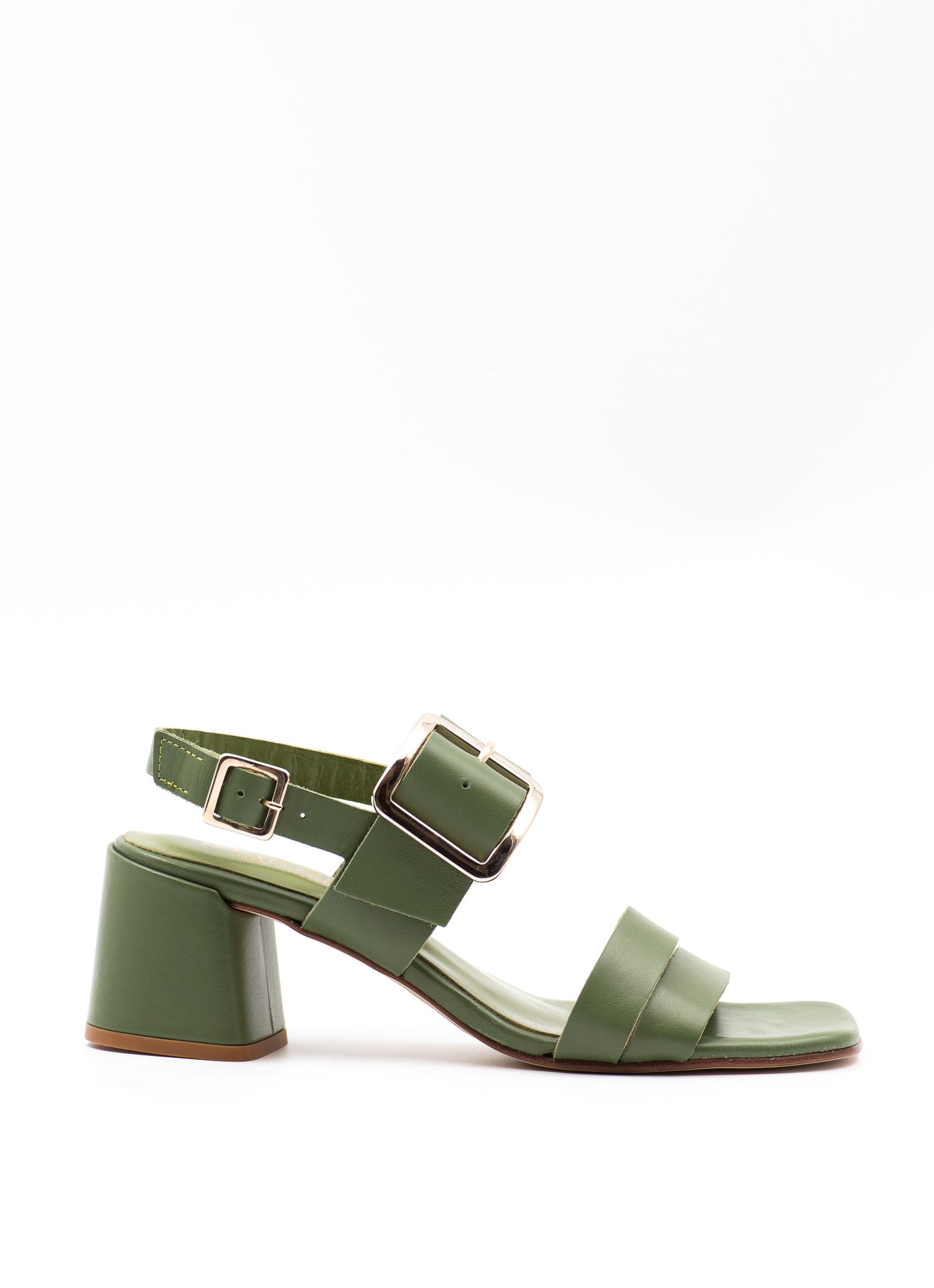 Green leather sandals