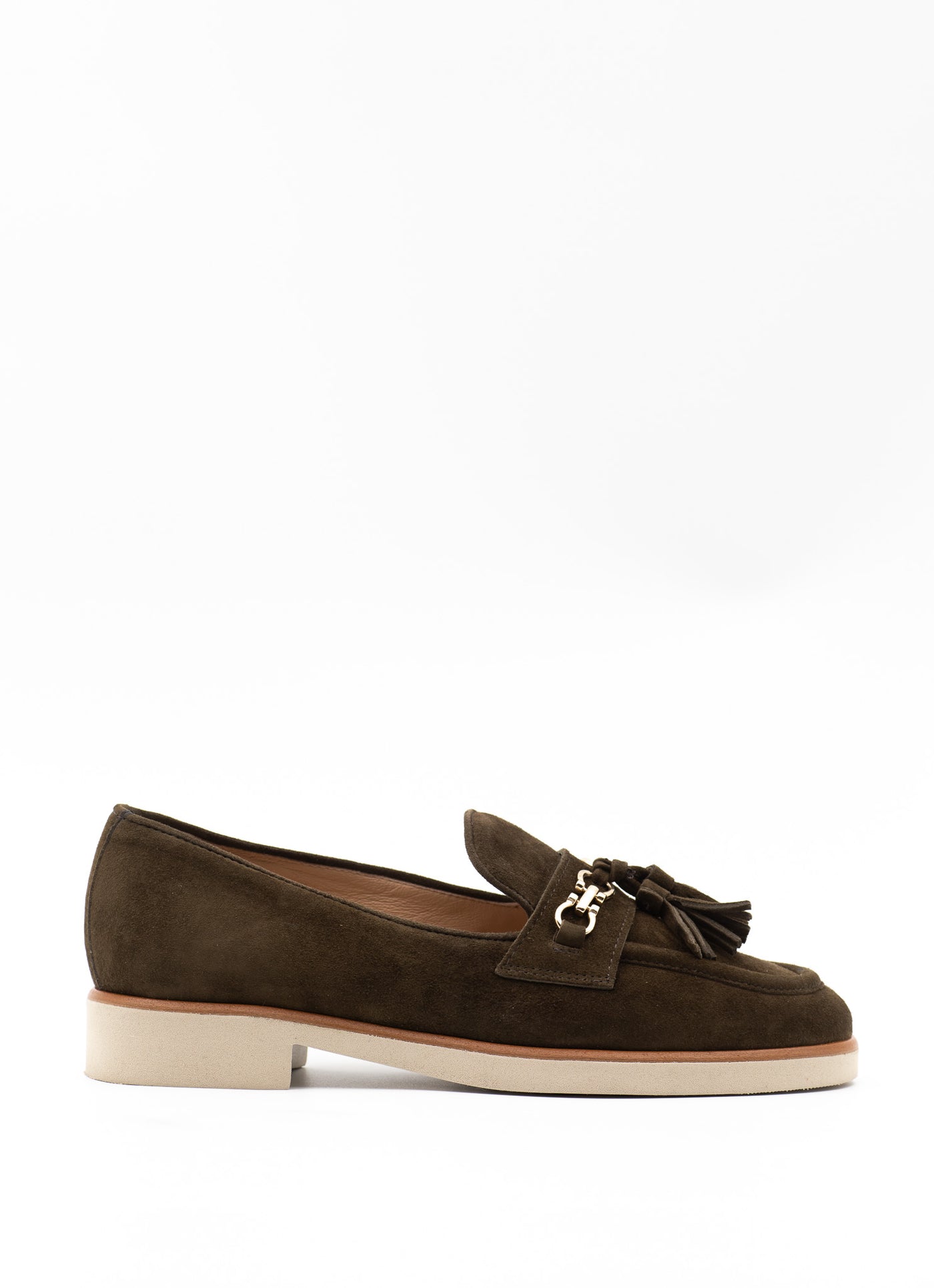 Extra-light loafers in green suede