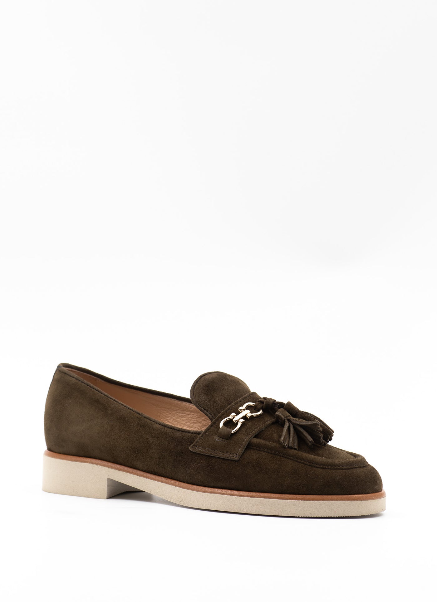 Extra-light loafers in green suede