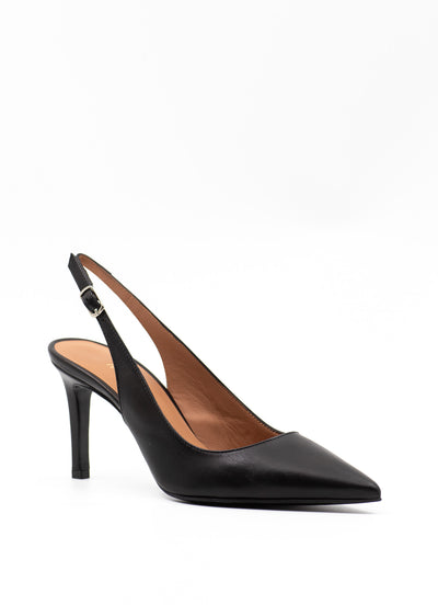 Slingback 85 in black leather