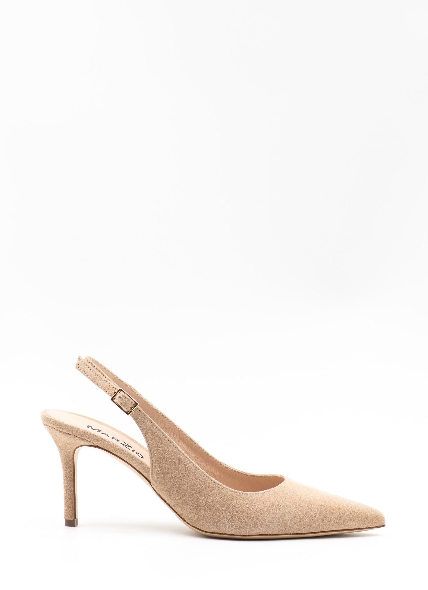 Heeled slingback in beige suede