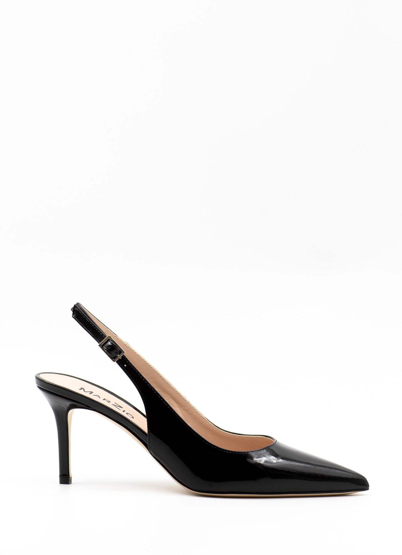 Slingback in in black patent