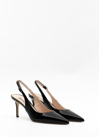 Slingback in in black patent