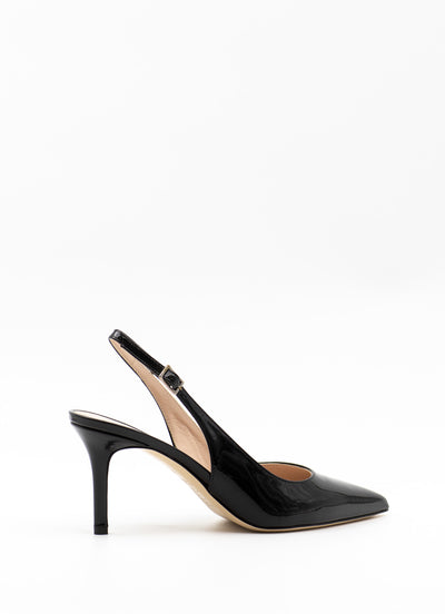 Slingback in in black patent