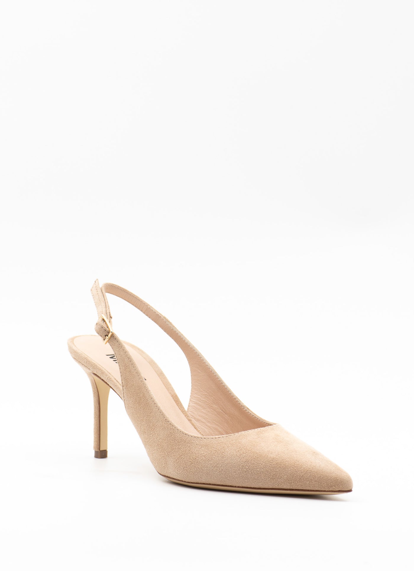 Heeled slingback in beige suede