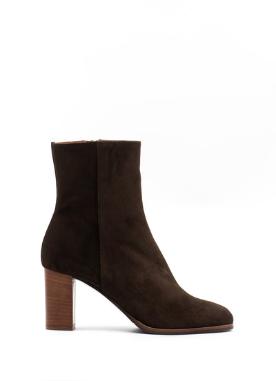 Brown suede boots with block heel