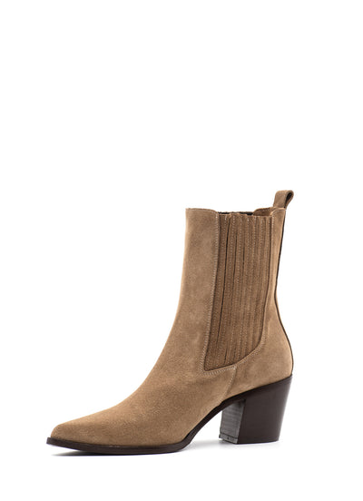 Western beige suede boots