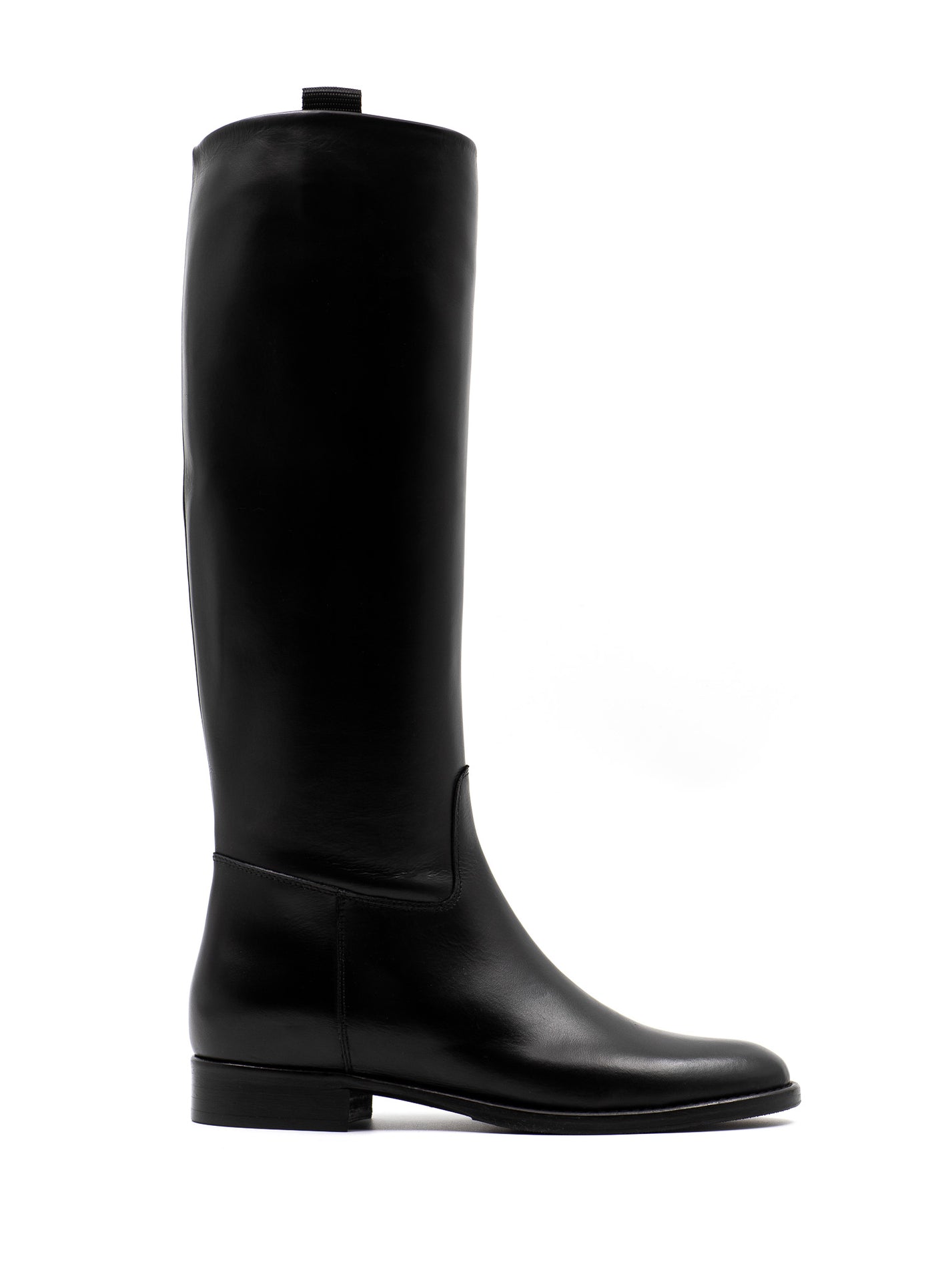 Smooth black leather riding boots