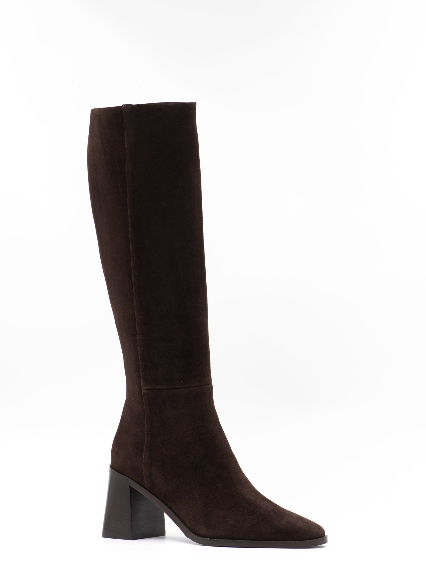 Block Heel Brown Suede Boots