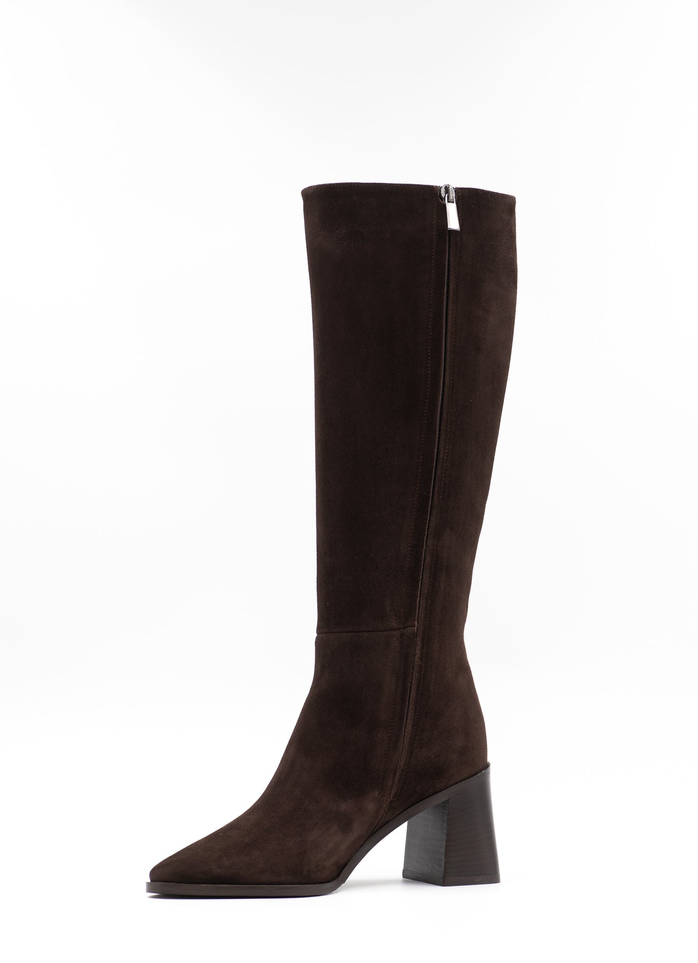 Block Heel Brown Suede Boots
