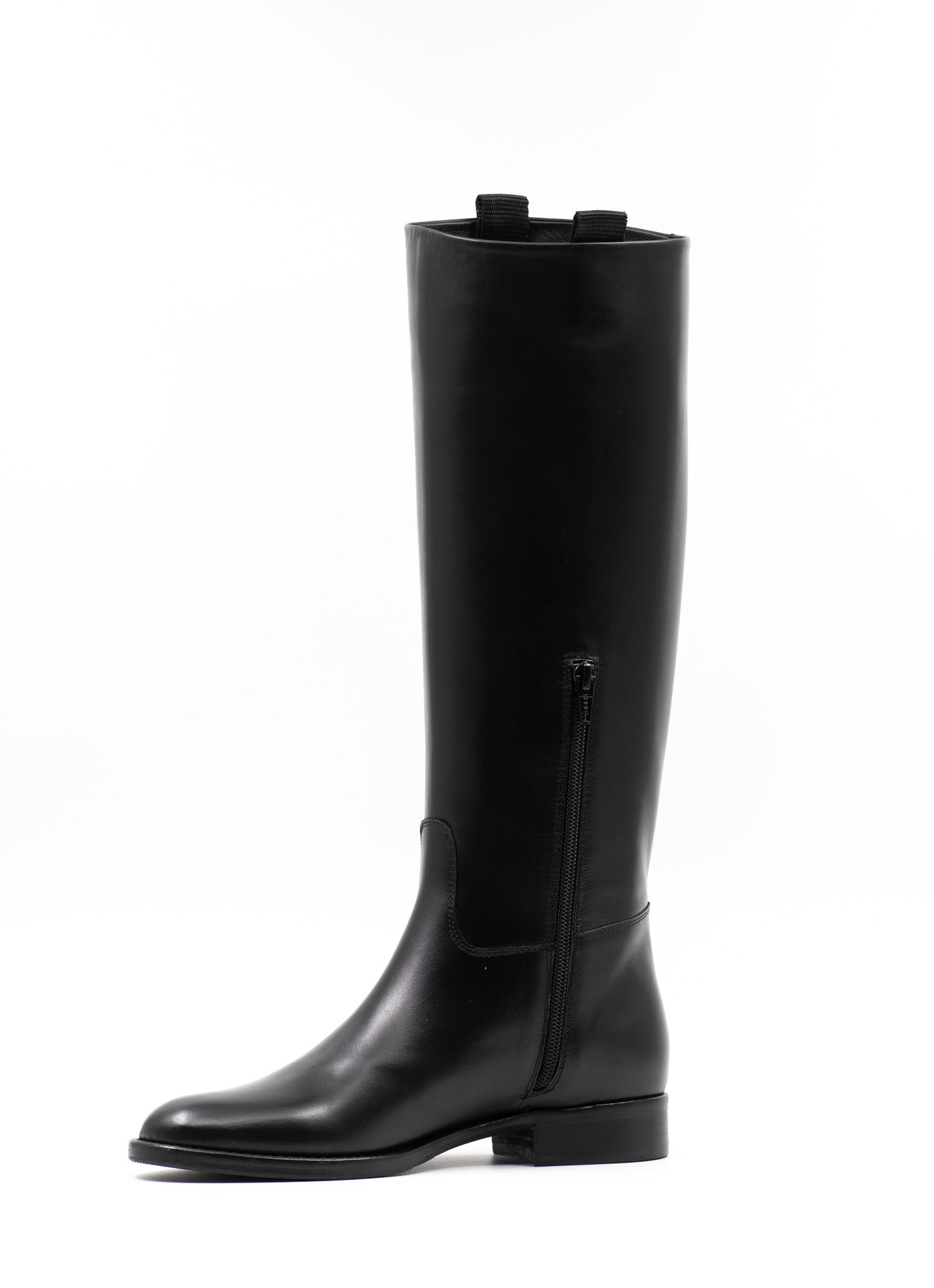 Smooth Black Leather Riding Boots