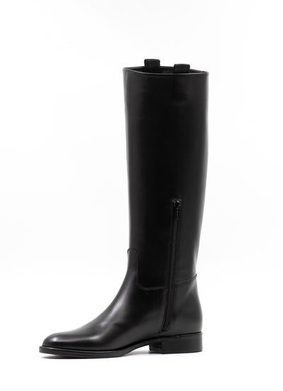 Smooth Black Leather Riding Boots