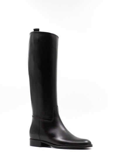 Smooth Black Leather Riding Boots