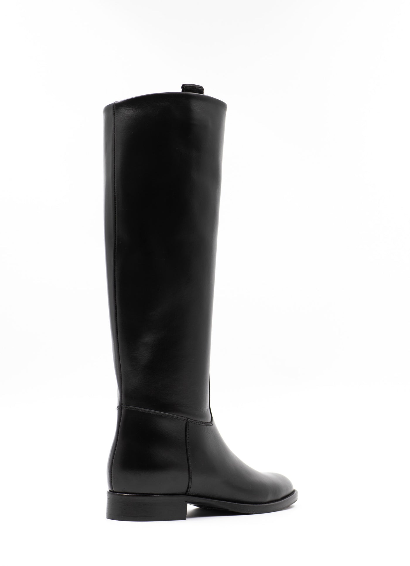 Smooth Black Leather Riding Boots