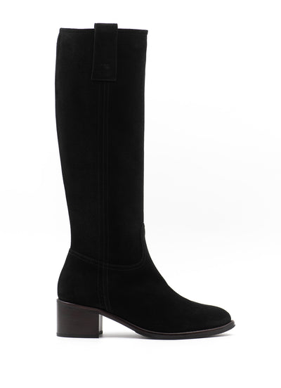 Black suede leather boots
