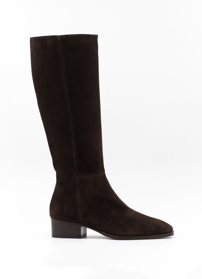 Elastic tab boot in brown suede 