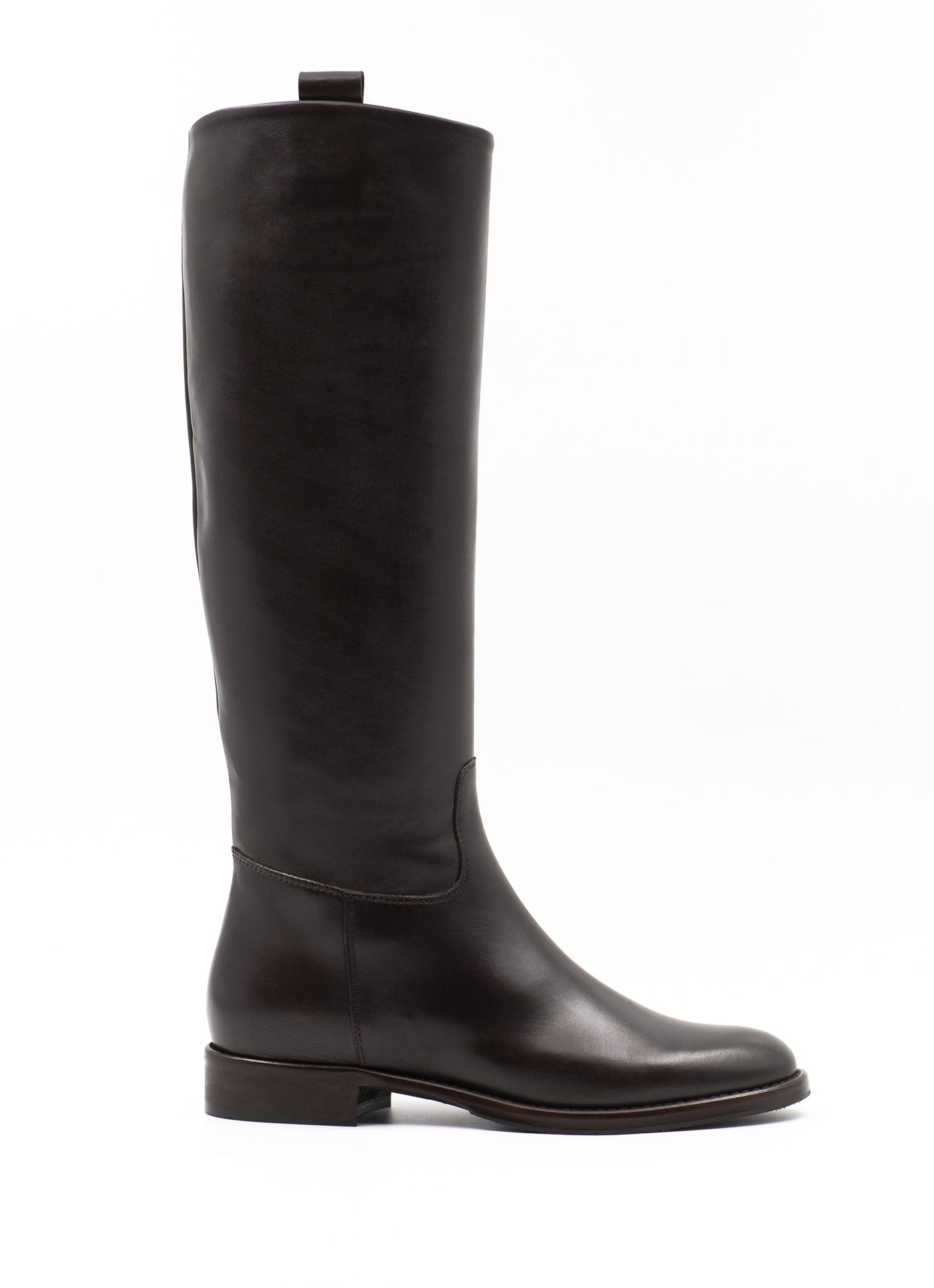 Smooth brown leather riding boots