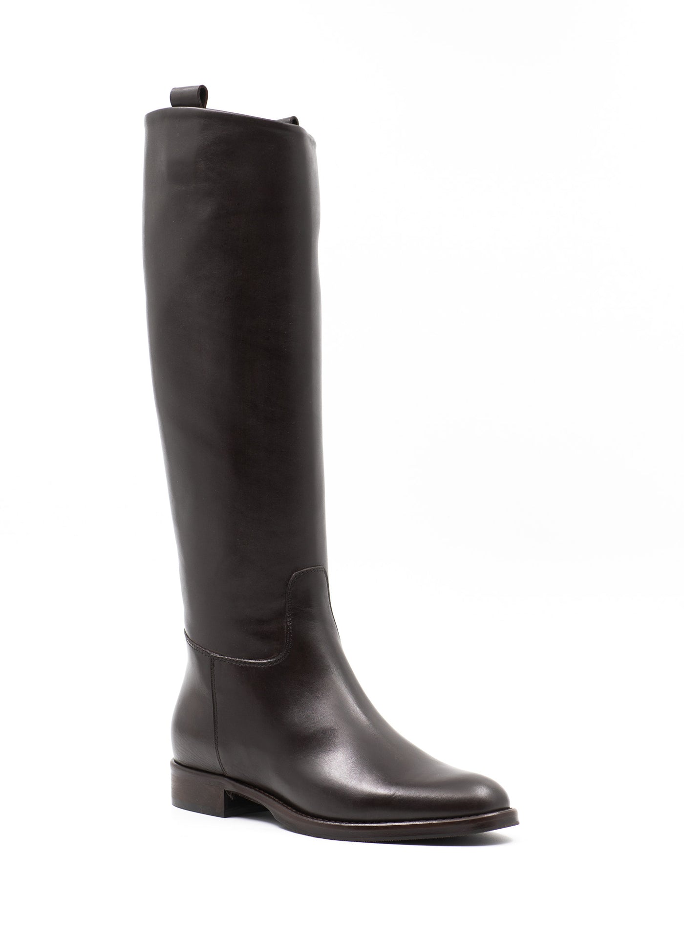 Smooth brown leather riding boots