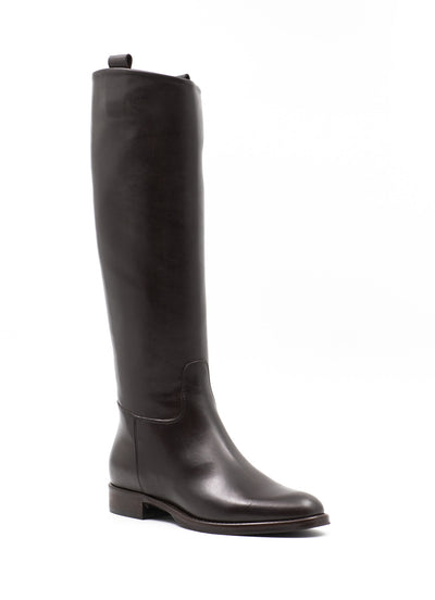 Smooth brown leather riding boots