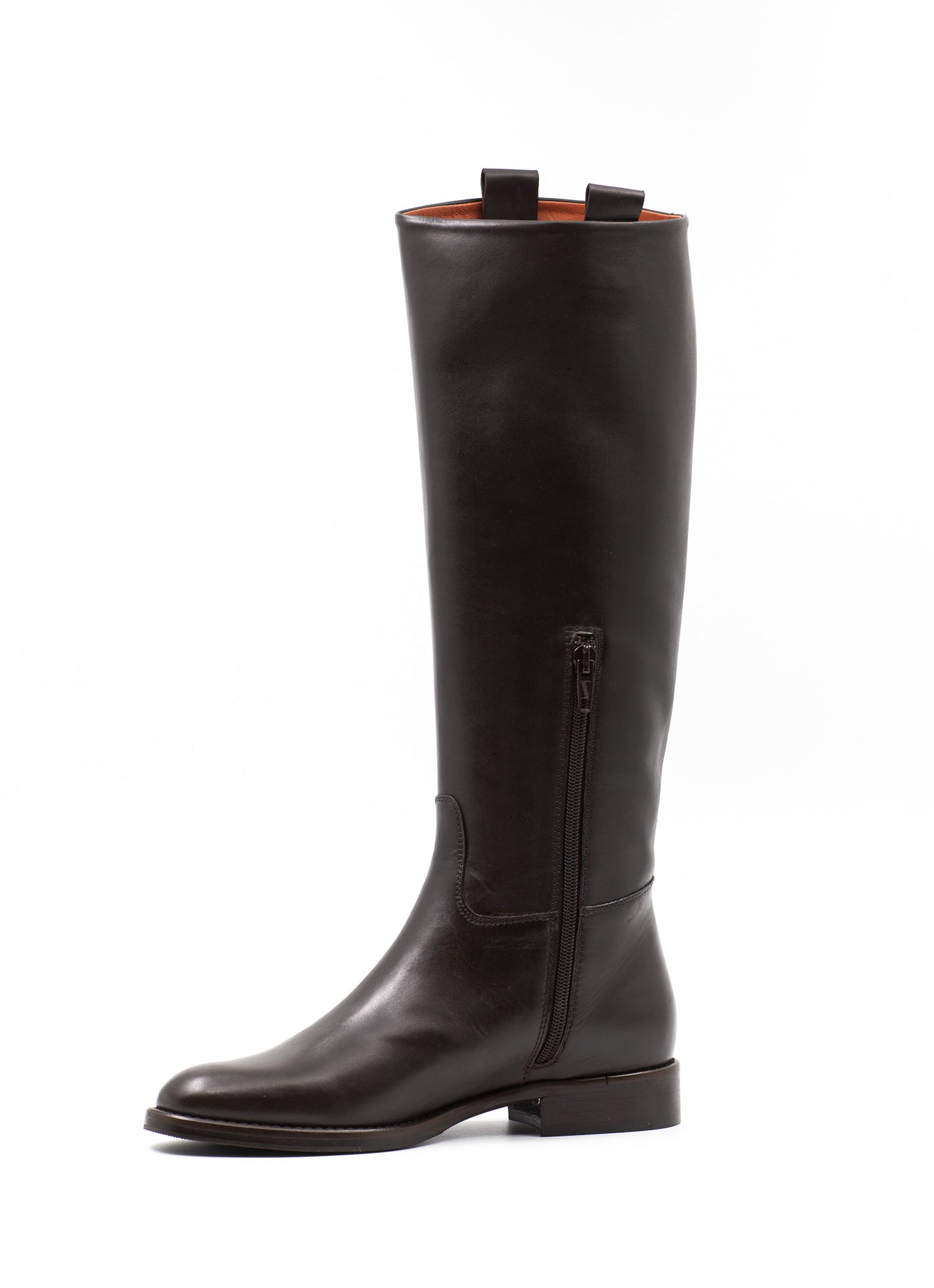 Smooth brown leather riding boots
