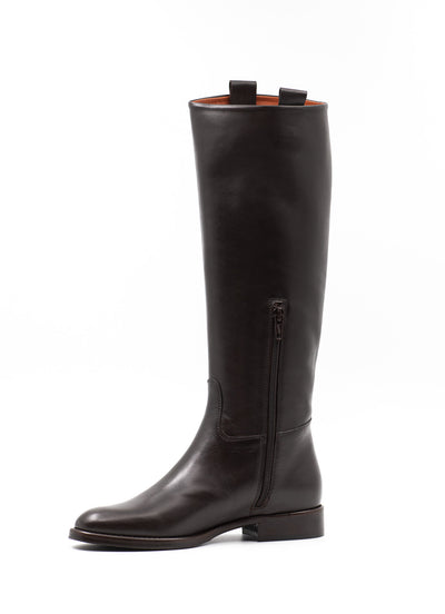 Smooth brown leather riding boots