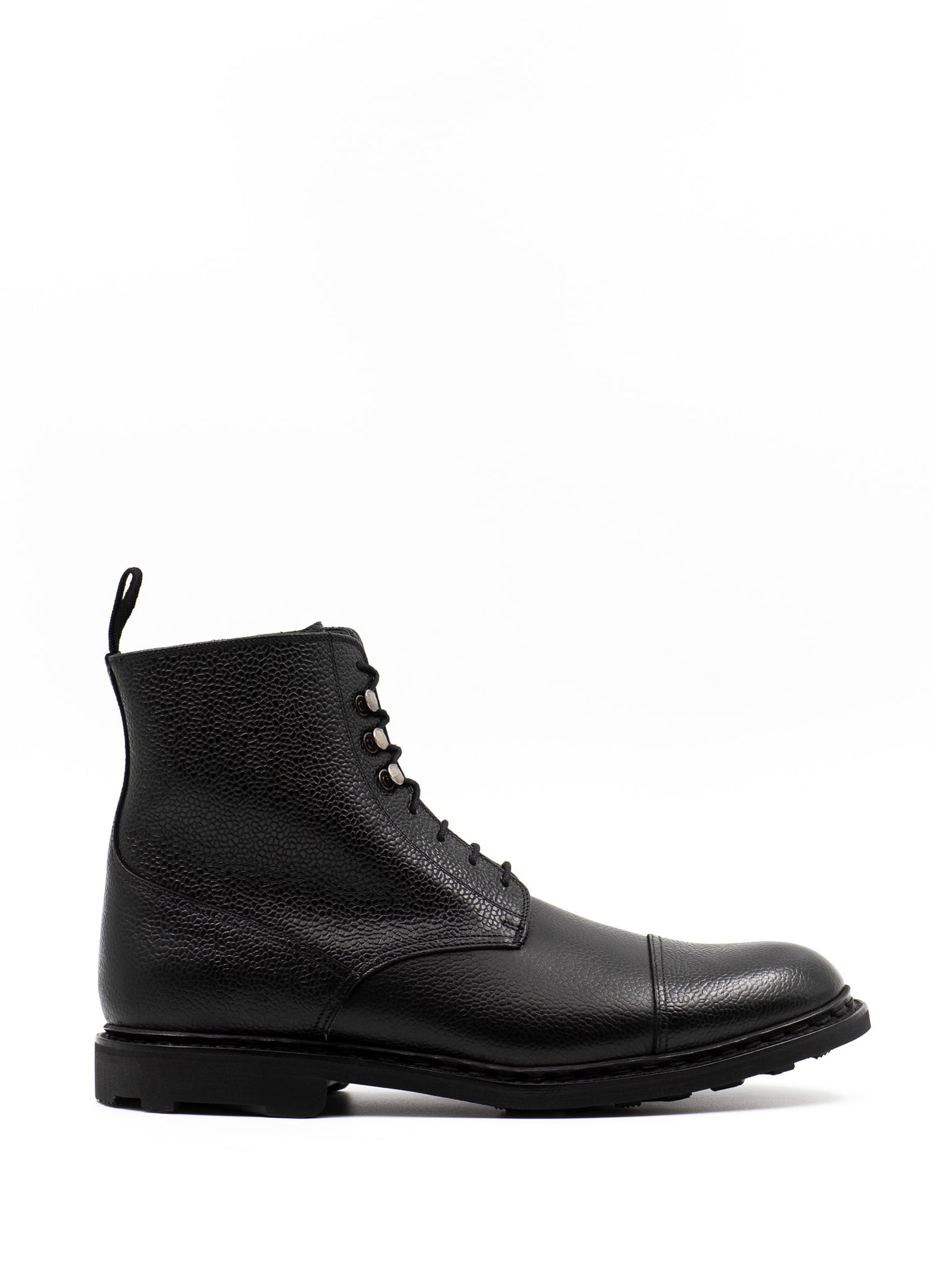 Shearling-Lined Boots in Grained Black Leather