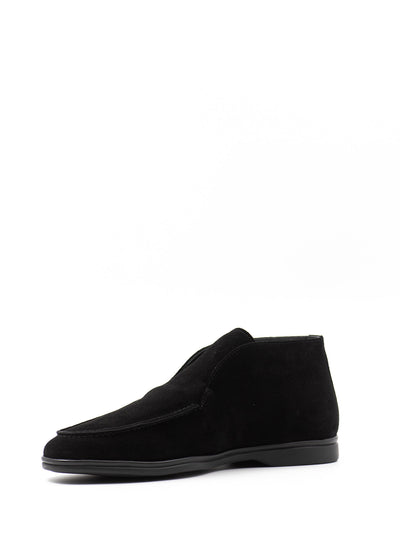 Shearling-Lined Slip-Ons in Black Suede