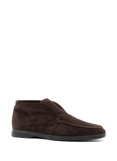 Shearling-Lined Slip-Ons in Brown Suede
