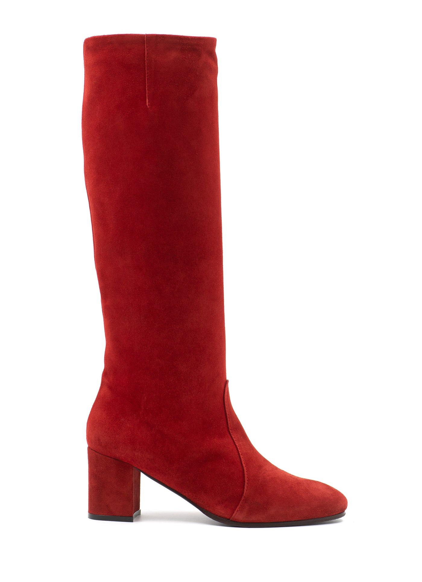 Red Suede Knee-High Boots