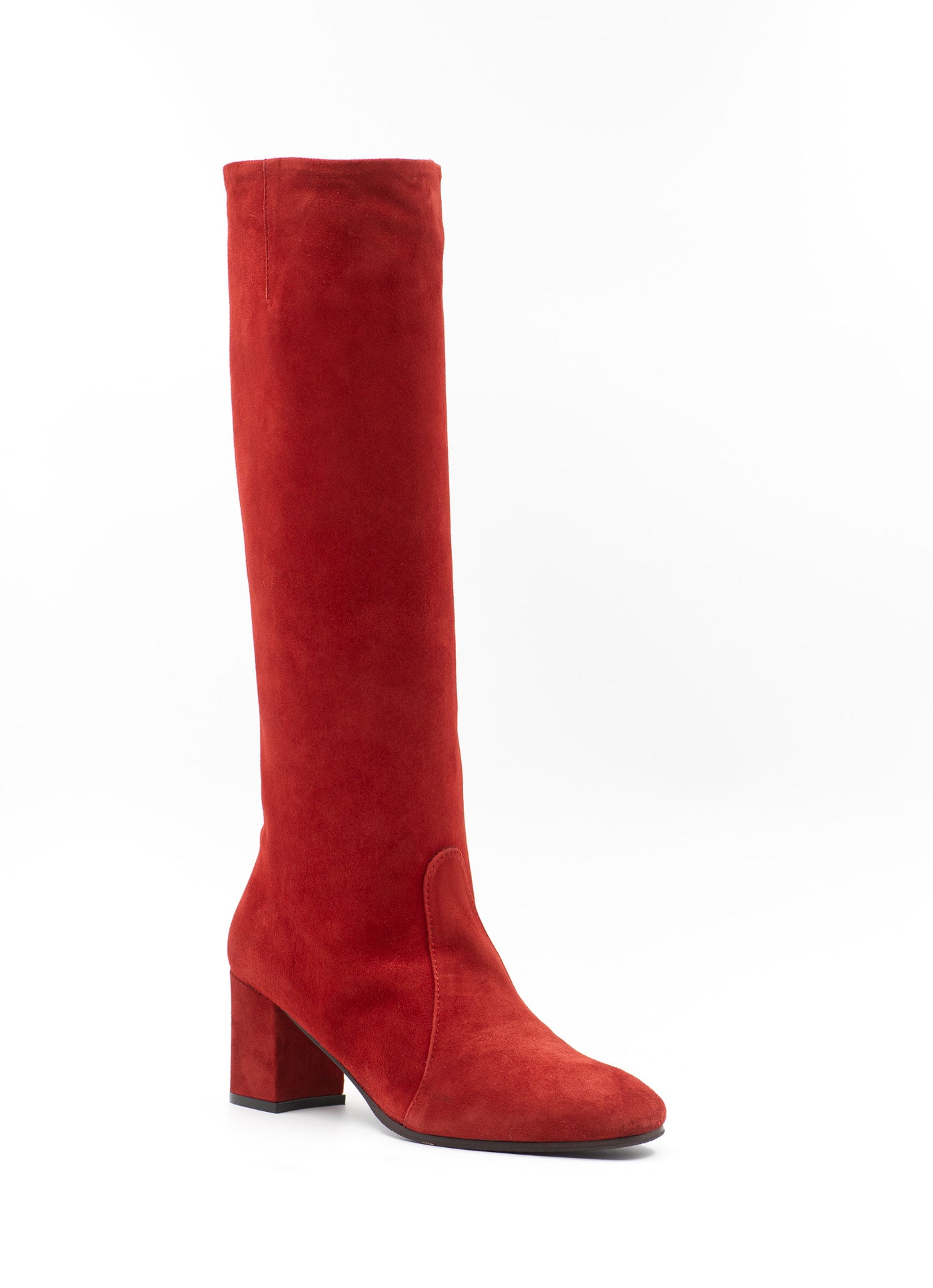 Red Suede Knee-High Boots