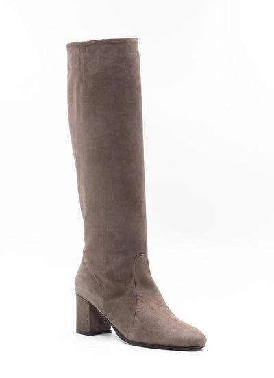 Taupe Suede Knee-High Boots