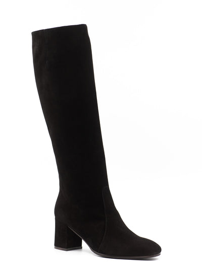 Black Suede Knee-High Boots