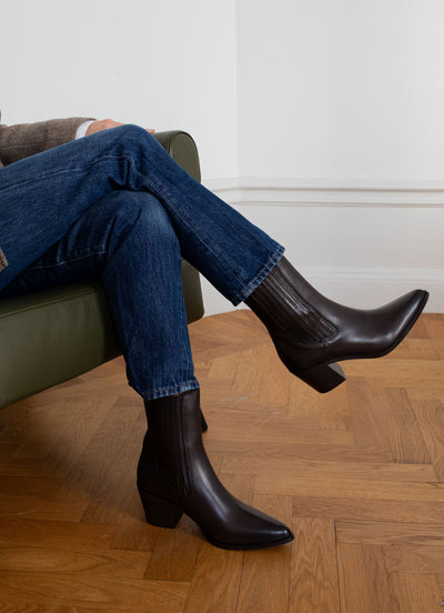 Western brown leather boots