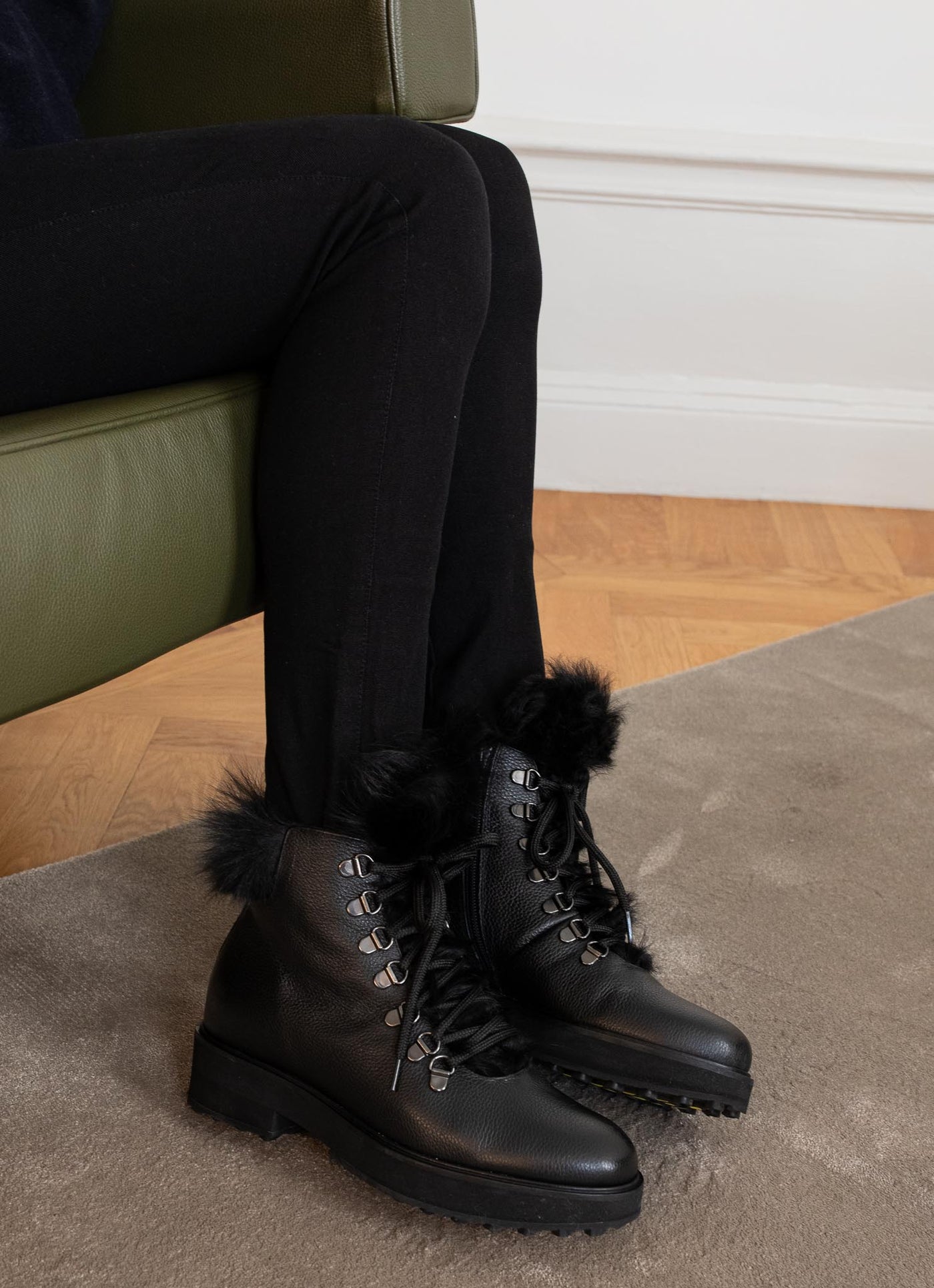 Shearling-Lined Hiking Boots