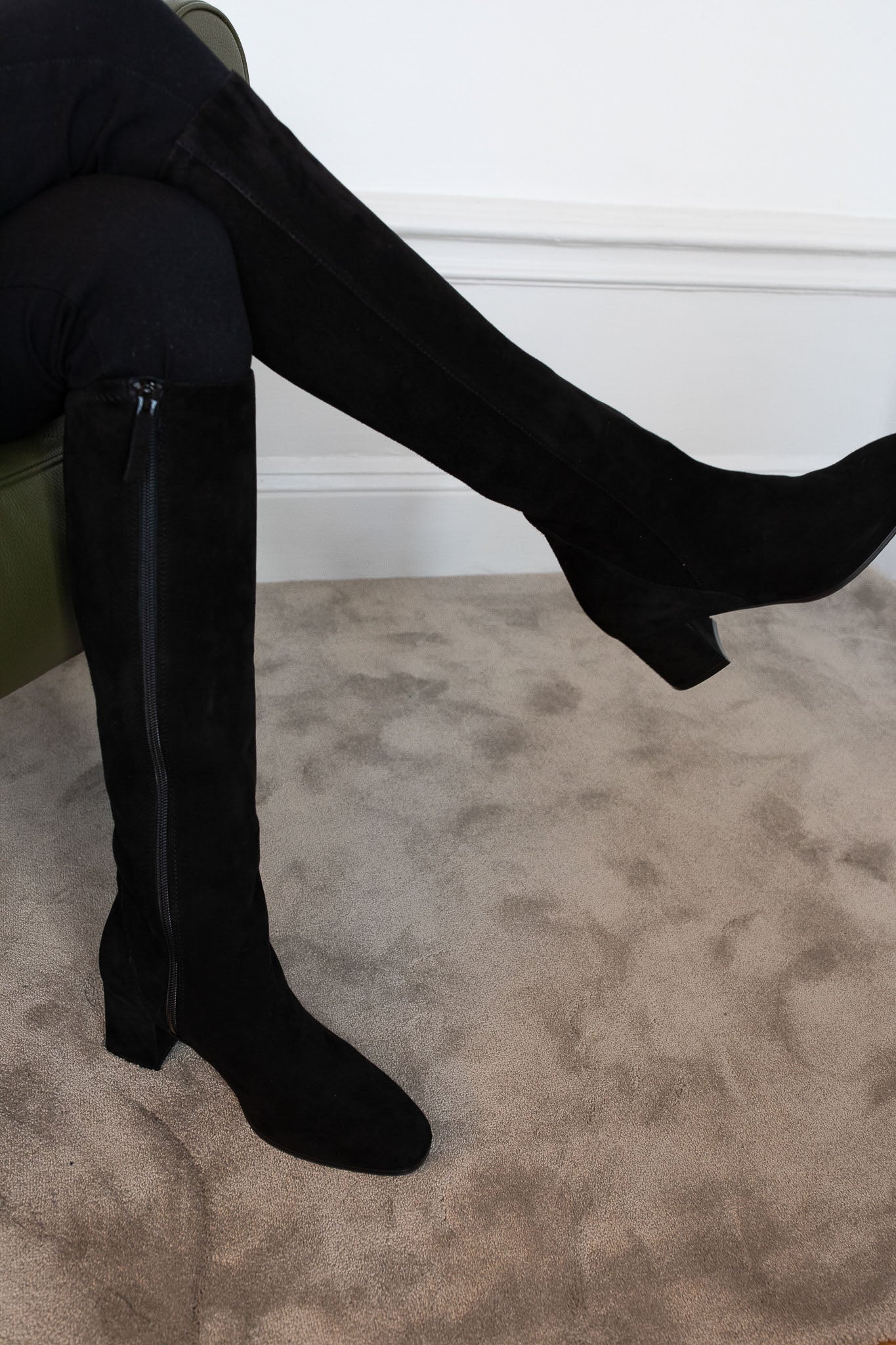 Black suede stretch boots