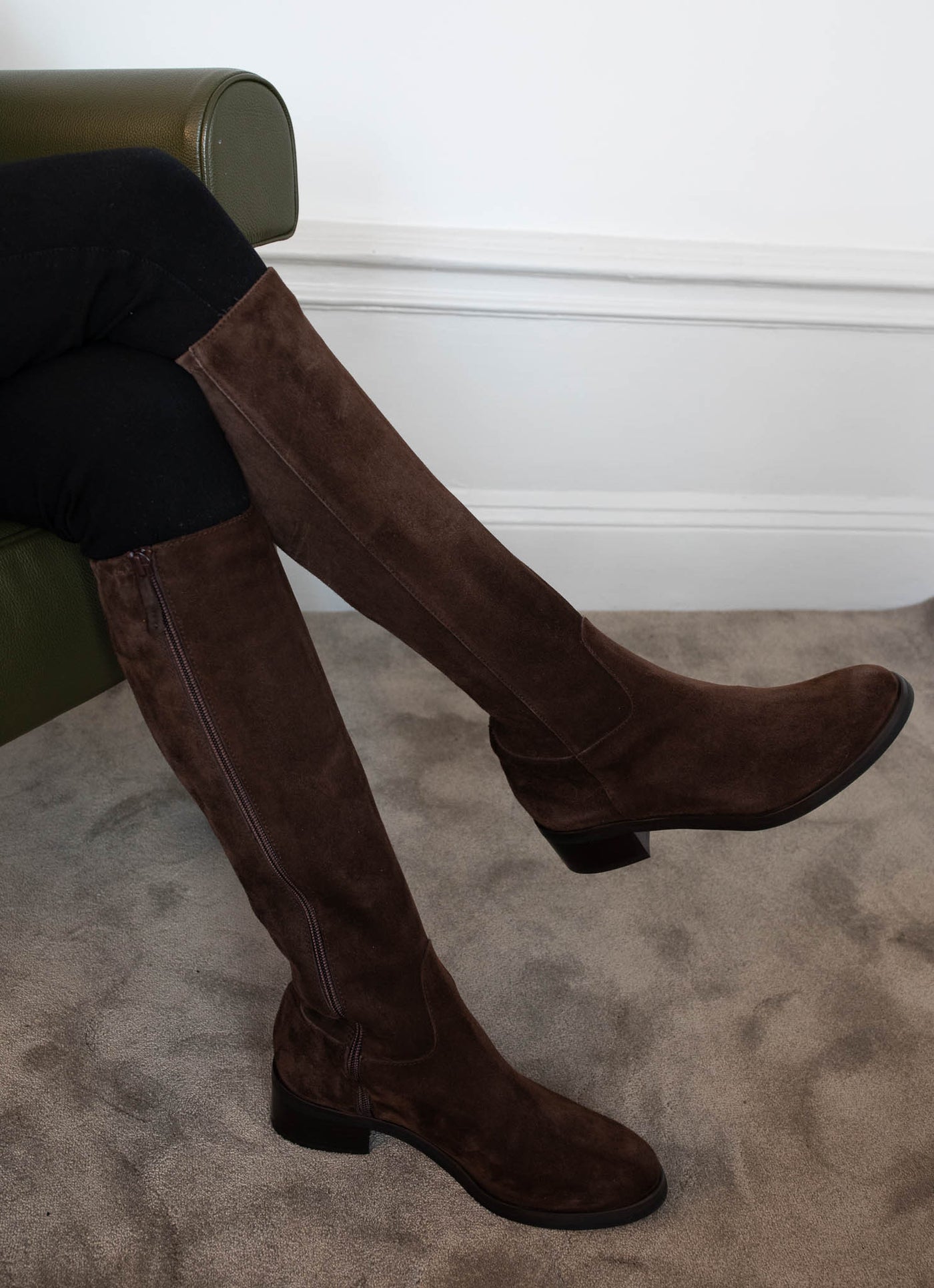 Brown Suede Stretch Boots