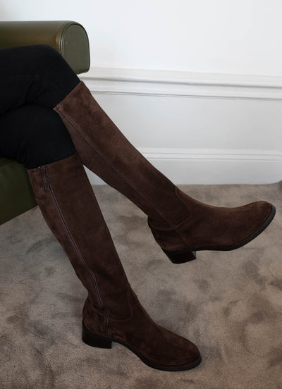 Brown Suede Stretch Boots