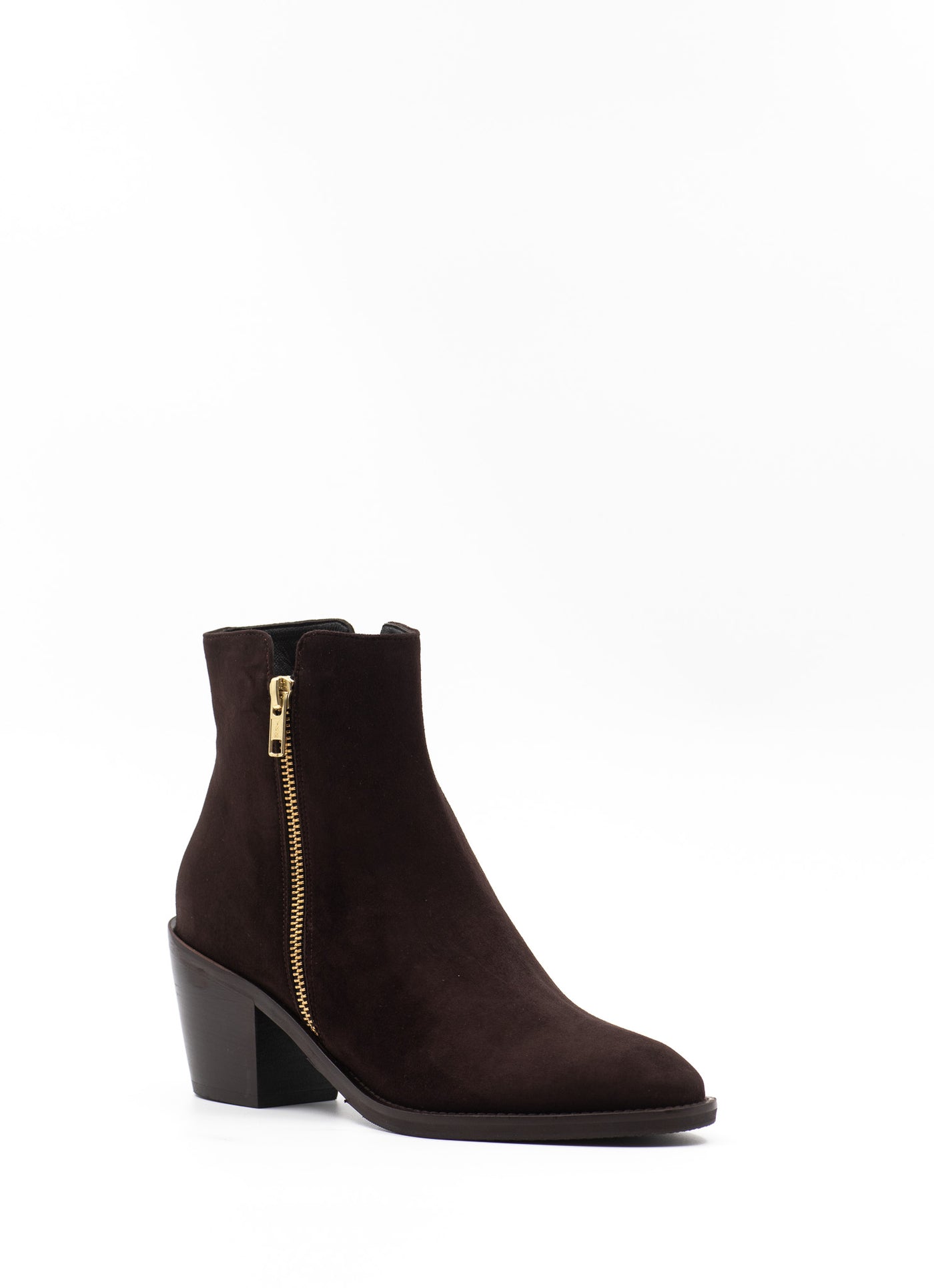 Zip Detail Boots in Brown Suede