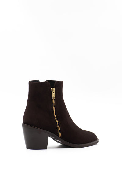 Zip Detail Boots in Brown Suede