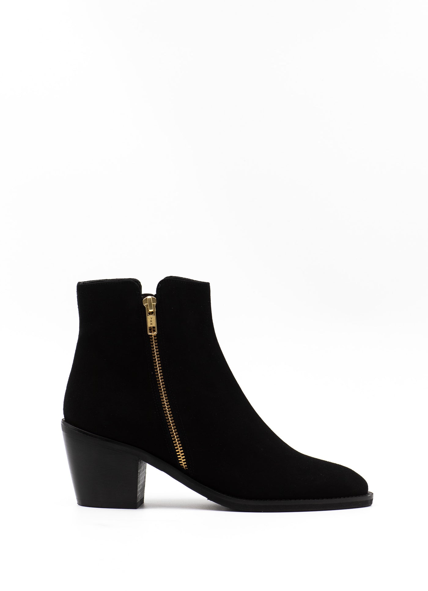 Zip Detail Ankle Boots in Black Suede