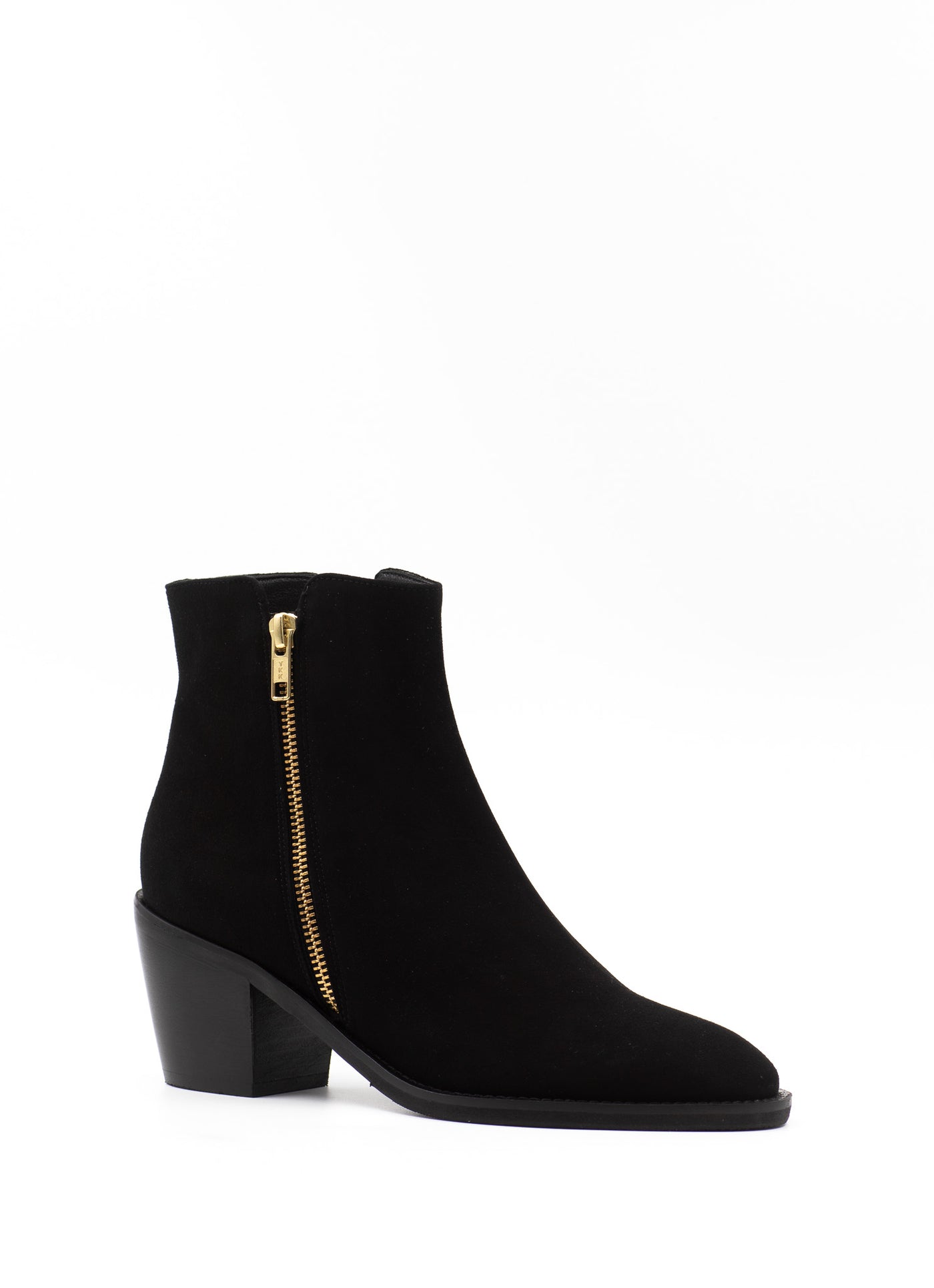 Zip Detail Ankle Boots in Black Suede