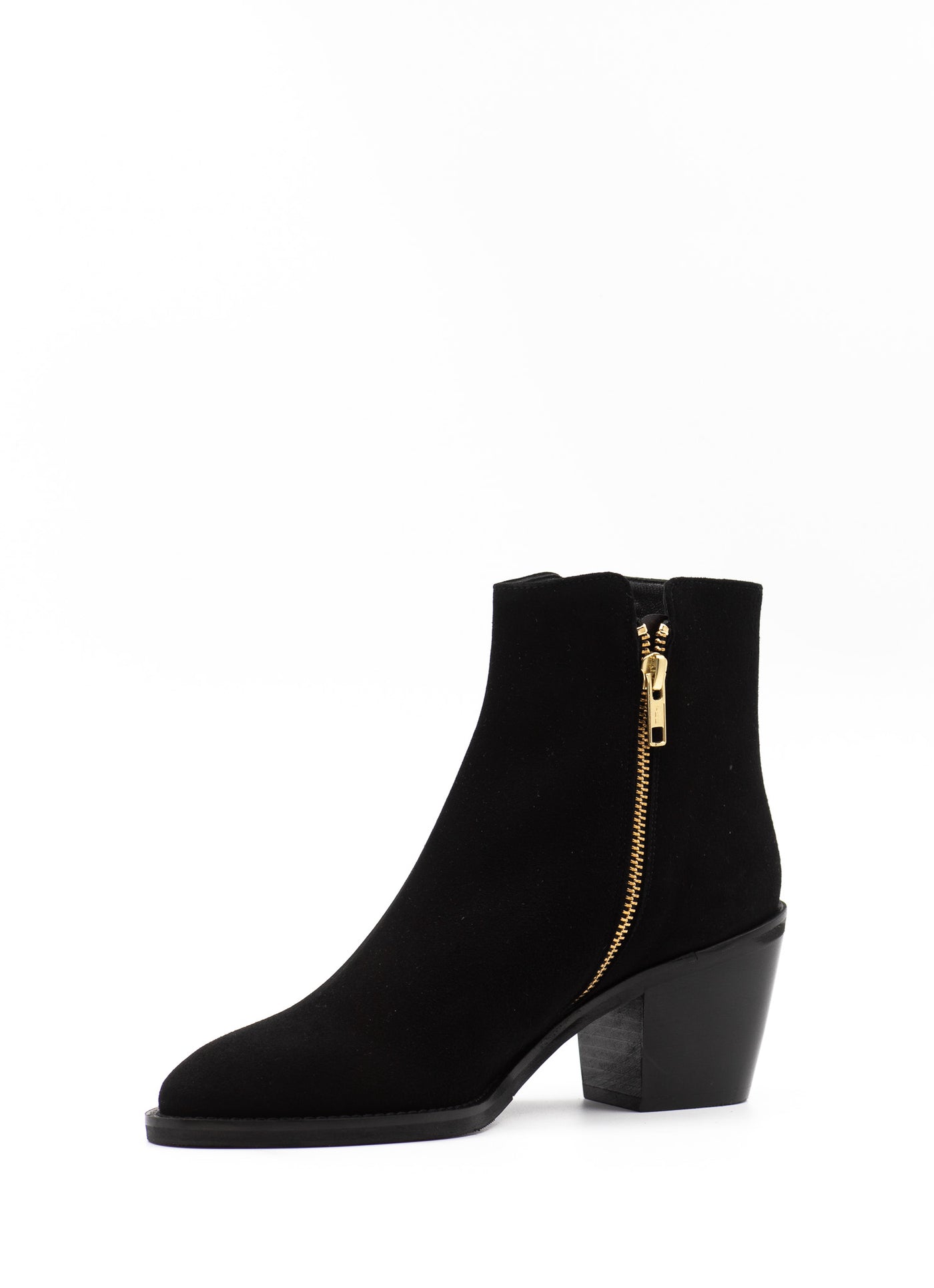 Zip Detail Ankle Boots in Black Suede