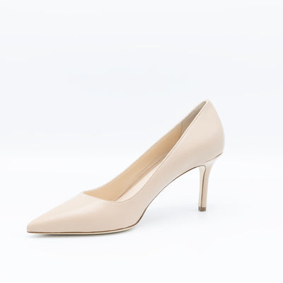 Pointy nude leather pumps