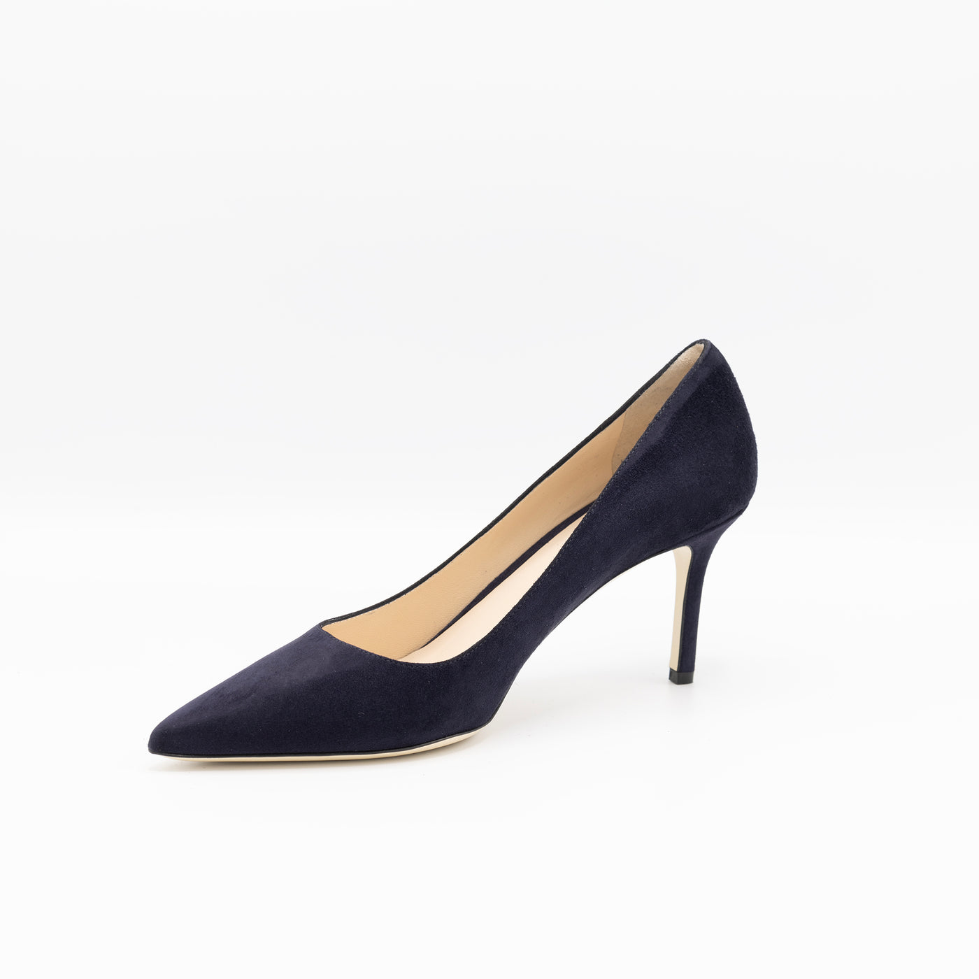 Point toe pumps in navy suede